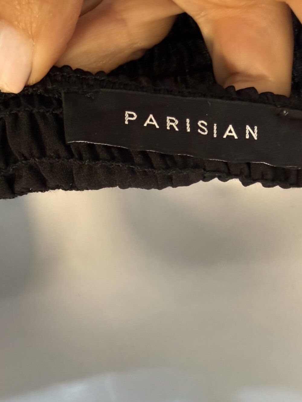PARISIAN Black Off Shoulder Smocked Maxi Dress Size Medium Made in Italy - Picture 5 of 12